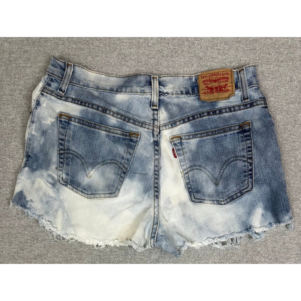 Levis Cut Off Jean Shorts 12 Blue‎ Acid Wash Bleached Frayed Festival Daisy Duke